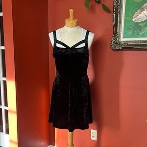 Forever 21 Black Velvet Velour Mini Dress